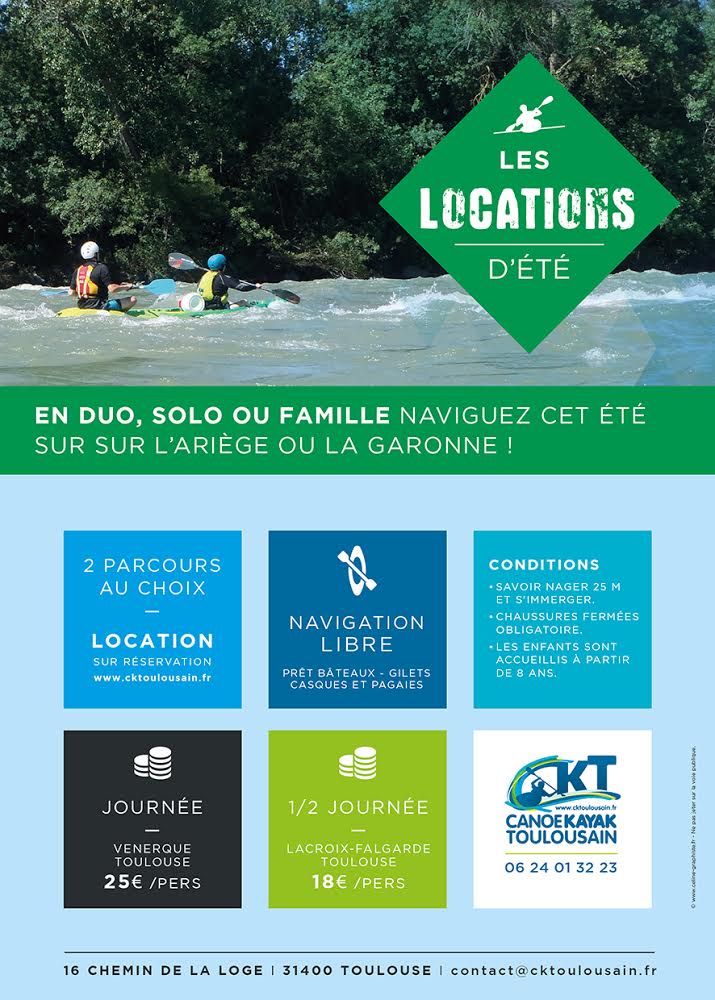 Location de canoë-kayak sur l'Ariège et la Garonne
